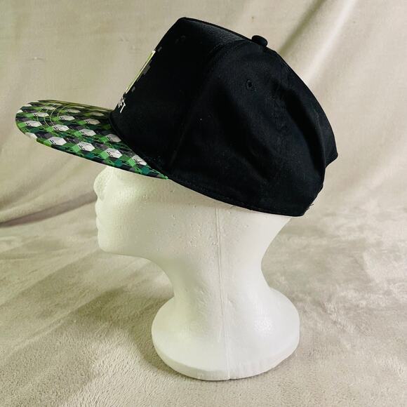 MINECRAFT Creep Mojang Hat Cap Youth Boy Snapback Black Green Gamer Gaming - Picture 2 of 7